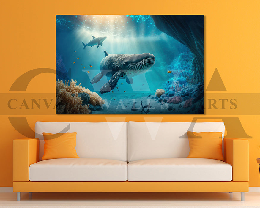 Underwater World Canvas Wall Art Animal Poster Print