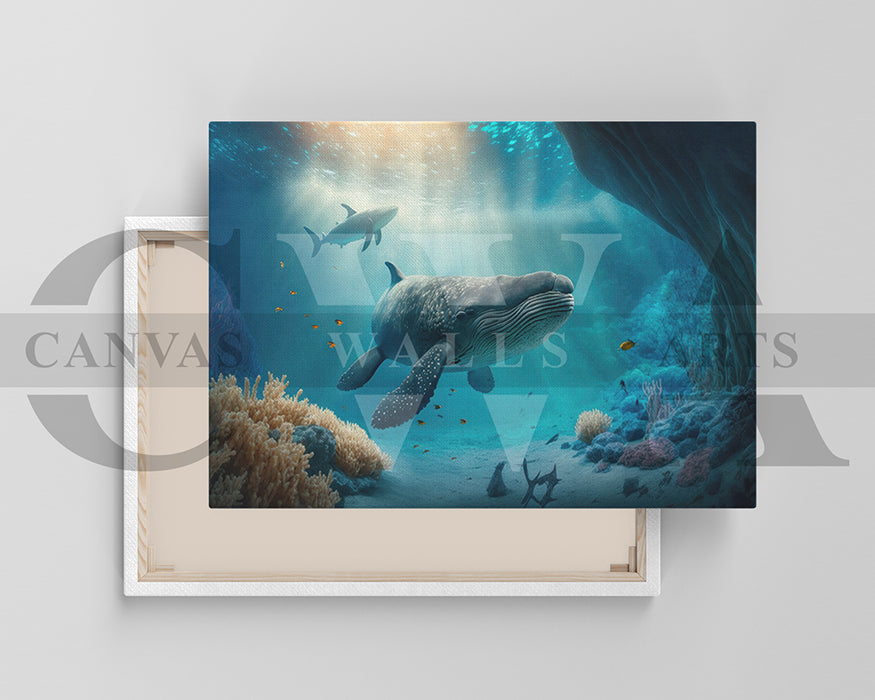 Underwater World Canvas Wall Art Animal Poster Print