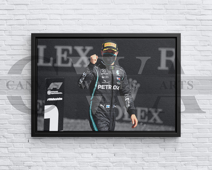 Valtteri Bottas Black & White Canvas Art F1 Canvas Wall Art