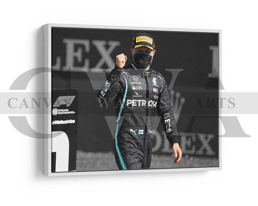 Valtteri Bottas Black & White Canvas Art F1 Canvas Wall Art