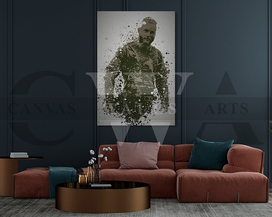 Vikings Ragnar Lothbrok Splatter Canvas Wall Art