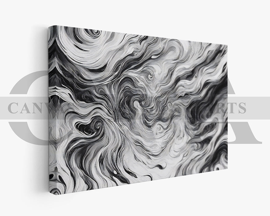 White and Black Marble Pattern Canvas Wall Art