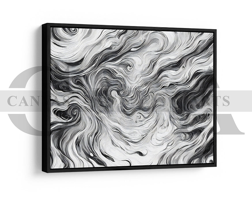 White and Black Marble Pattern Canvas Wall Art