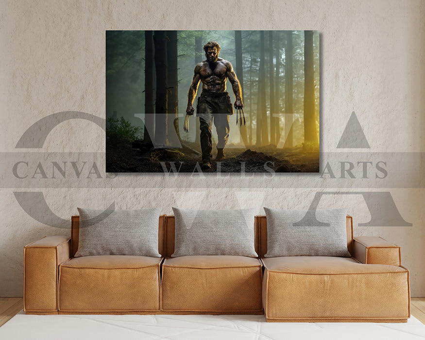 Wolverine Intense Walk With Claws Bared Canvas Wall Art