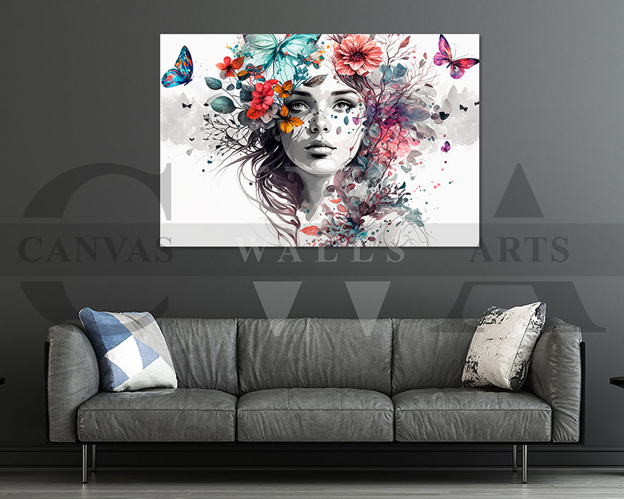 Woman Butterfly Canvas Print