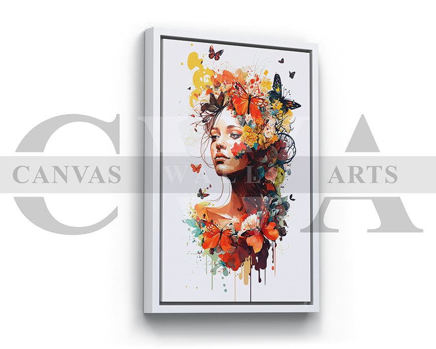 Woman Face Butterfly Canvas Print