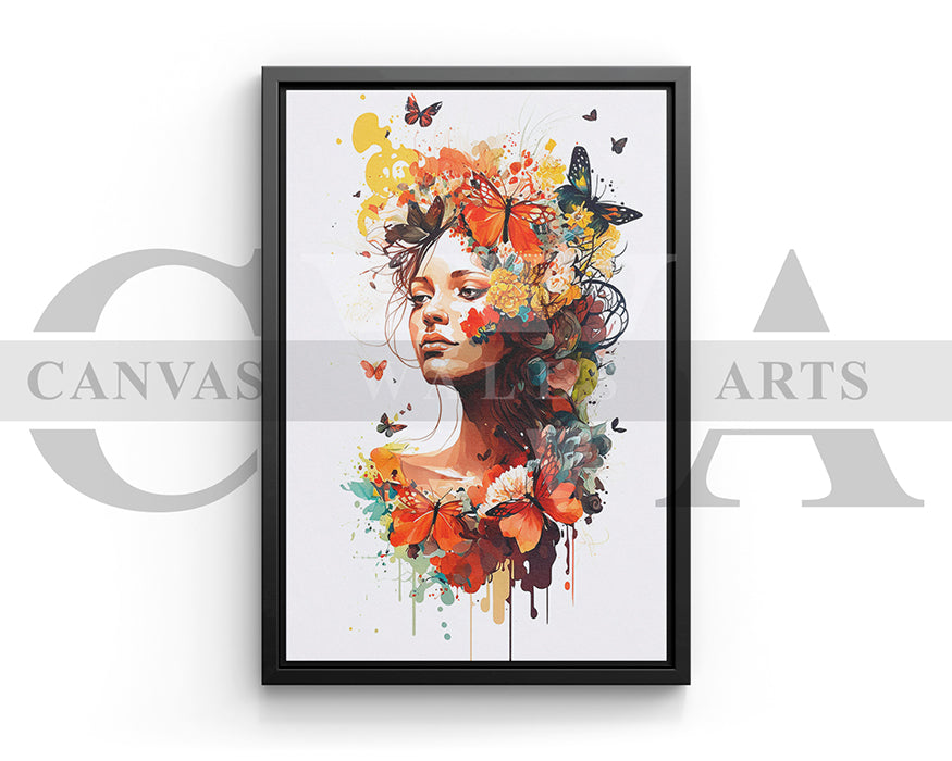 Woman Face Butterfly Canvas Print