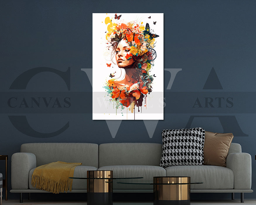 Woman Face Butterfly Canvas Print