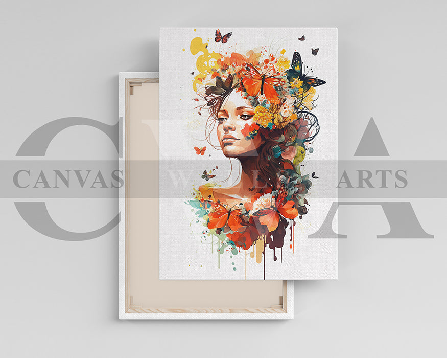 Woman Face Butterfly Canvas Print