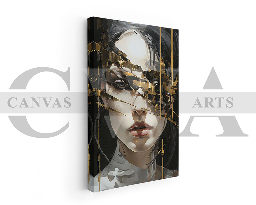 Woman Face With Gold Accents Canvas Wall Art