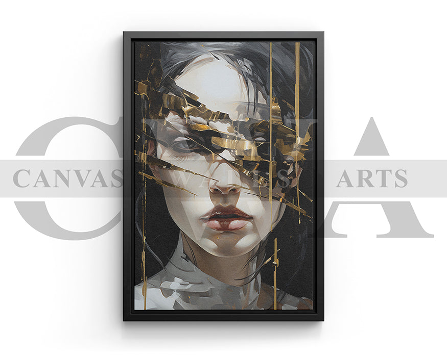 Woman Face With Gold Accents Canvas Wall Art