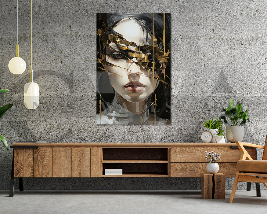 Woman Face With Gold Accents Canvas Wall Art