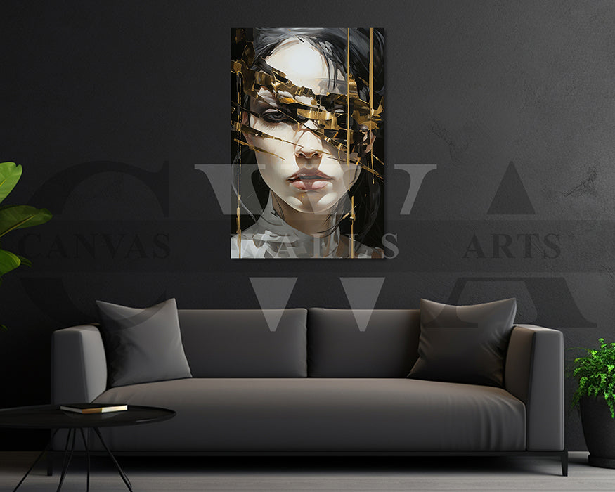 Woman Face With Gold Accents Canvas Wall Art
