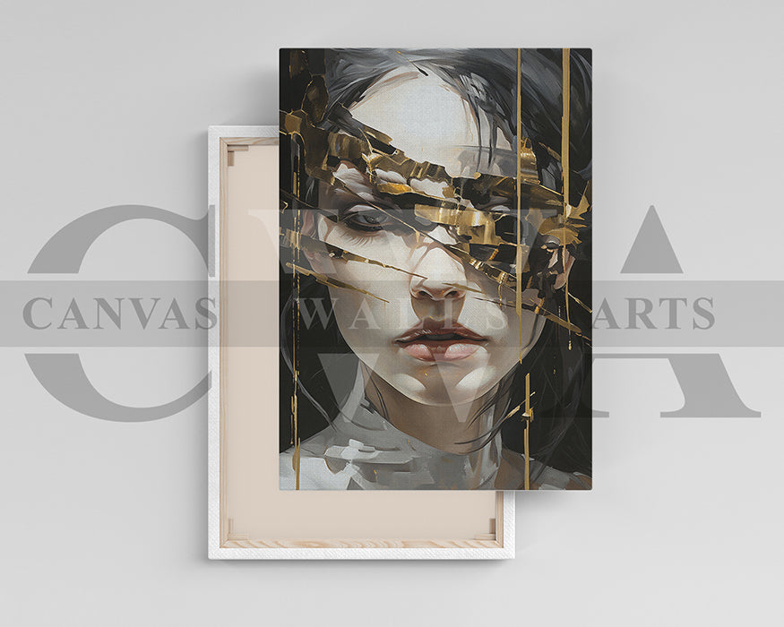 Woman Face With Gold Accents Canvas Wall Art
