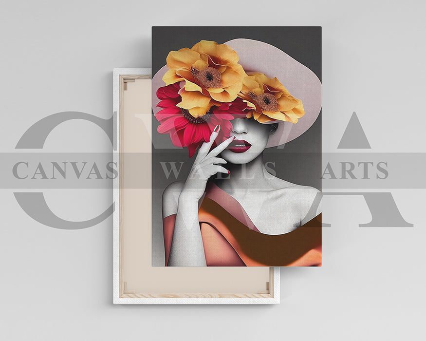 Woman Flower Head Canvas Print Canvas Frame Ready To Hang