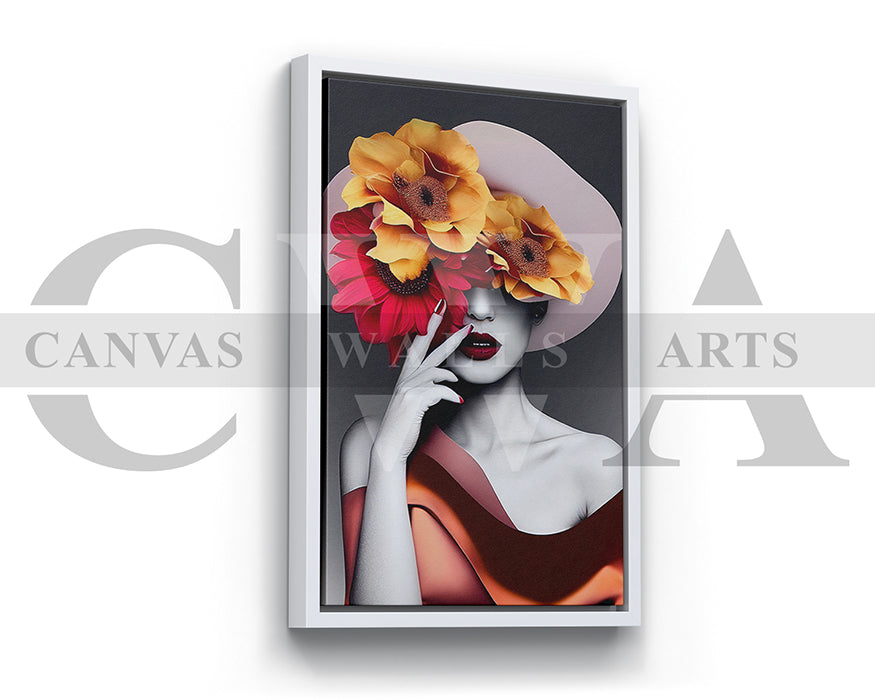 Woman Flower Head Canvas Print Canvas Frame Ready To Hang
