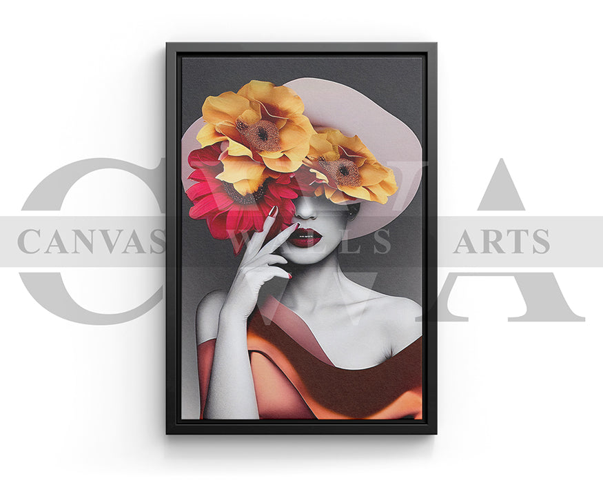 Woman Flower Head Canvas Print Canvas Frame Ready To Hang