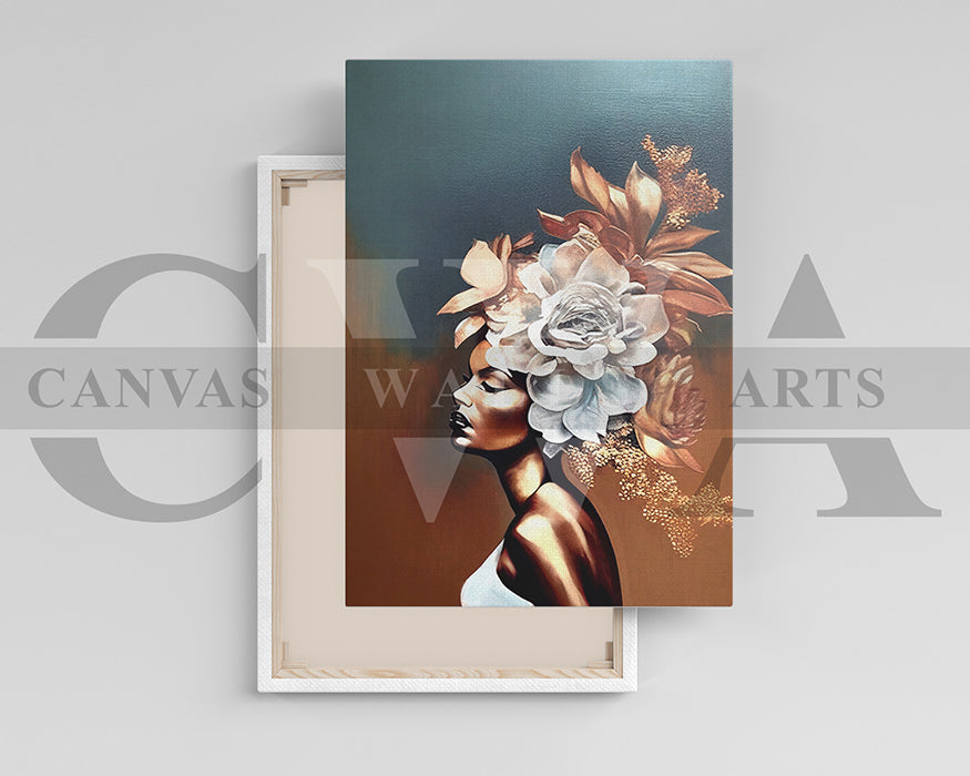 Woman Head Floral Canvas Wall Art