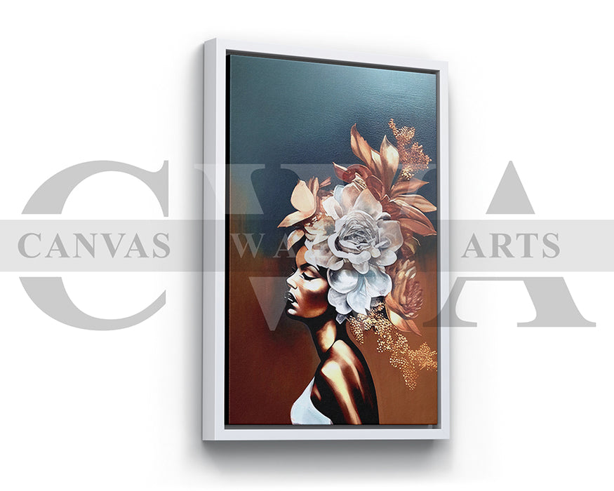 Woman Head Floral Canvas Wall Art