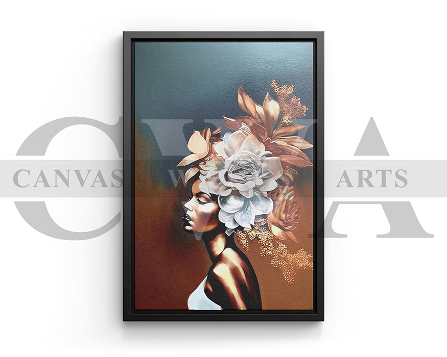 Woman Head Floral Canvas Wall Art