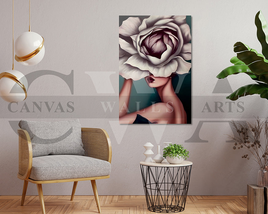 Woman Head Flower Canvas Art