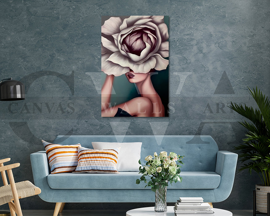 Woman Head Flower Canvas Art