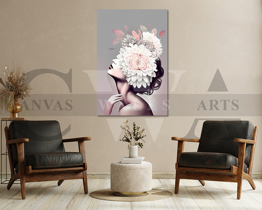 Woman Head Flower Canvas Print