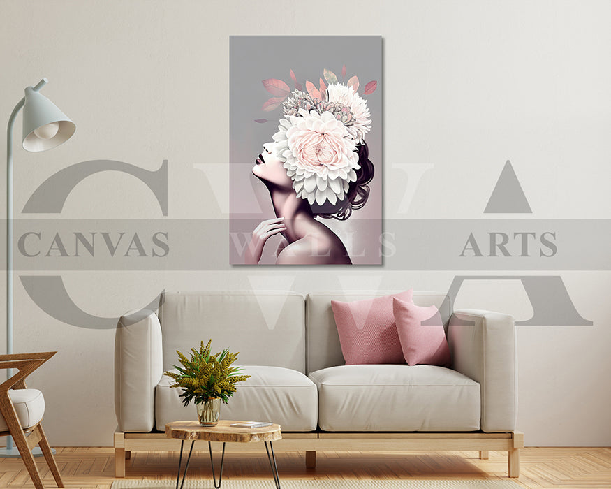 Woman Head Flower Canvas Print