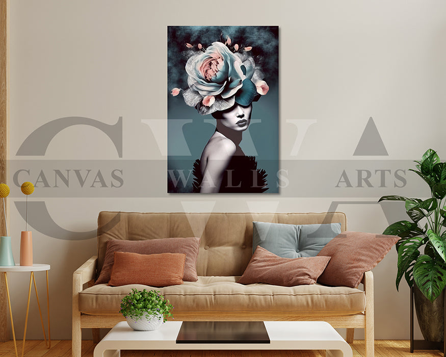 Woman Head Flower Canvas Print Home Decor