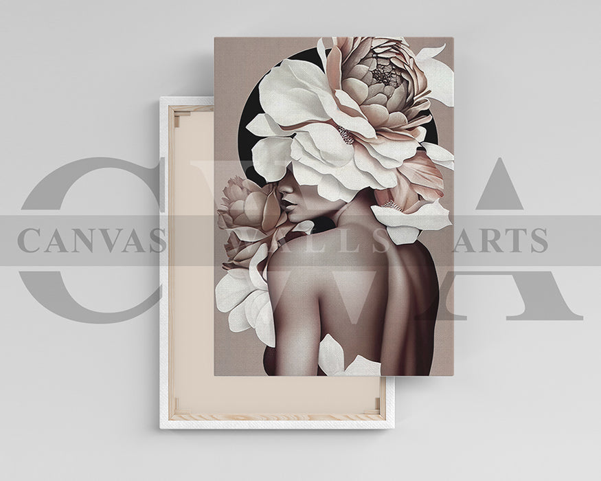 Woman Head Flower Canvas Wall Art Decor