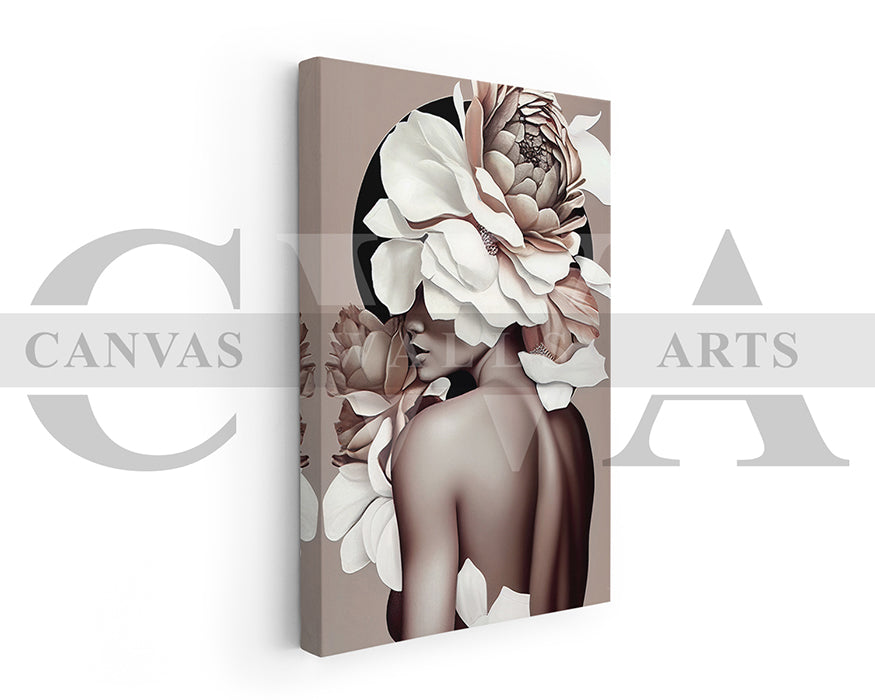 Woman Head Flower Canvas Wall Art Decor