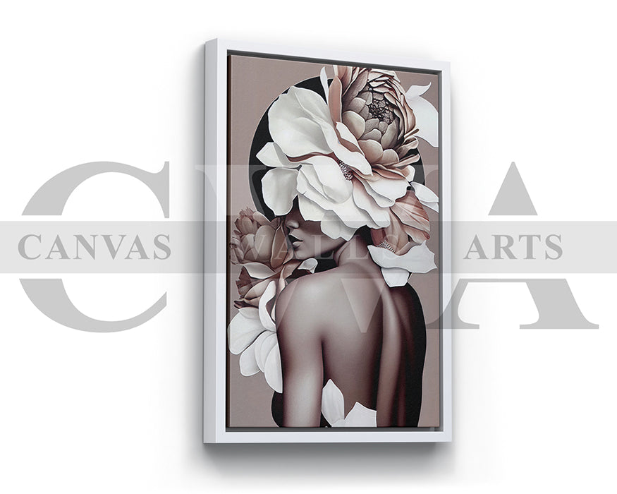 Woman Head Flower Canvas Wall Art Decor