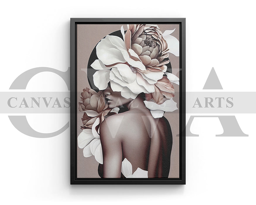Woman Head Flower Canvas Wall Art Decor