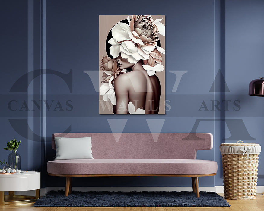 Woman Head Flower Canvas Wall Art Decor