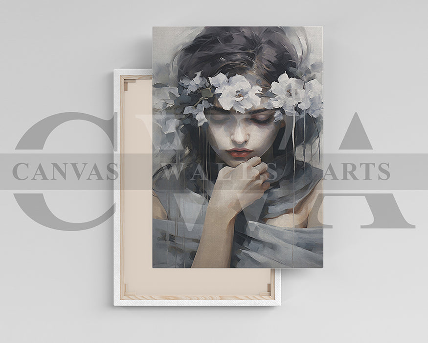 Woman Head Flower Portrait Art Print