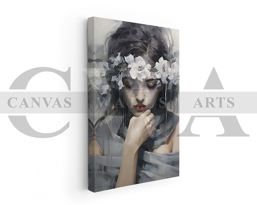 Woman Head Flower Portrait Art Print