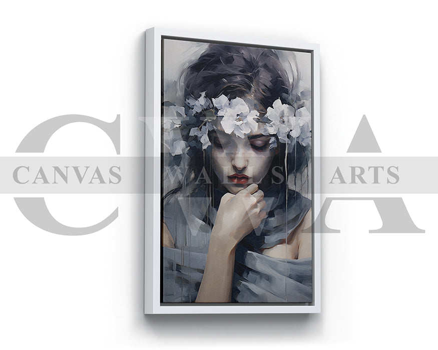 Woman Head Flower Portrait Art Print