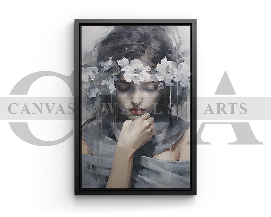 Woman Head Flower Portrait Art Print