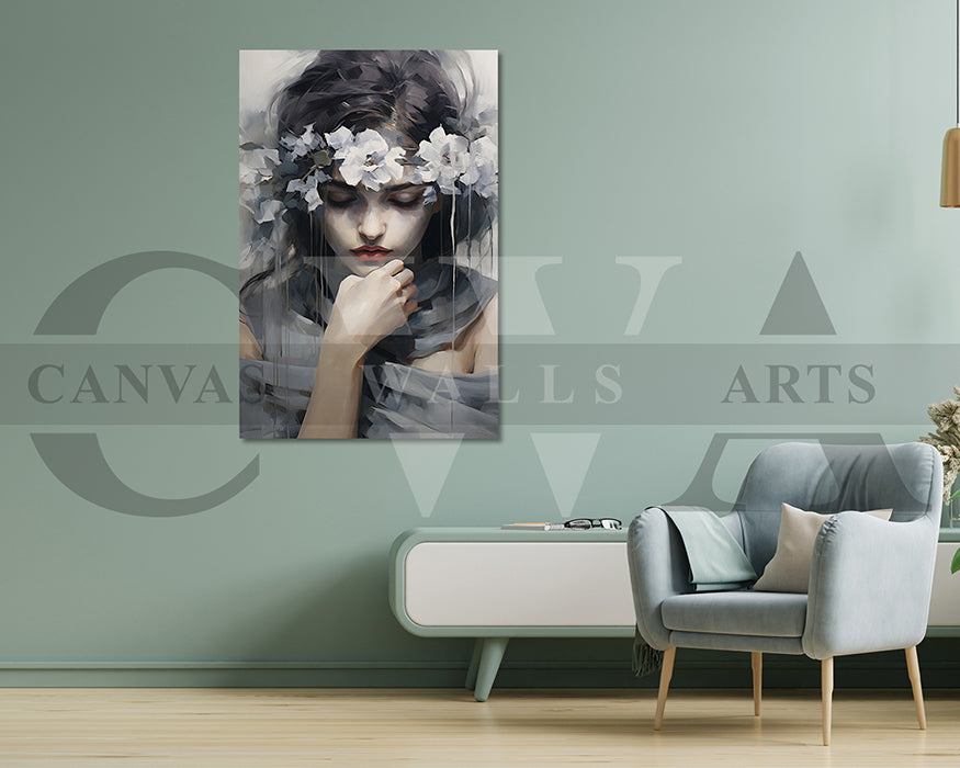 Woman Head Flower Portrait Art Print