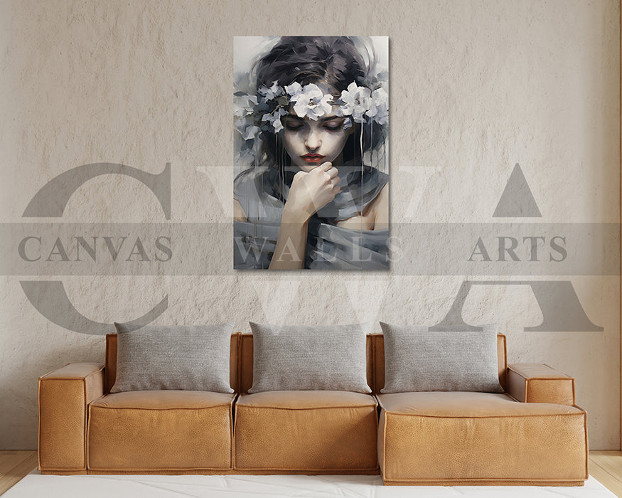 Woman Head Flower Portrait Art Print