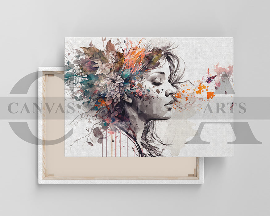 Woman Head Leaf Canvas Print