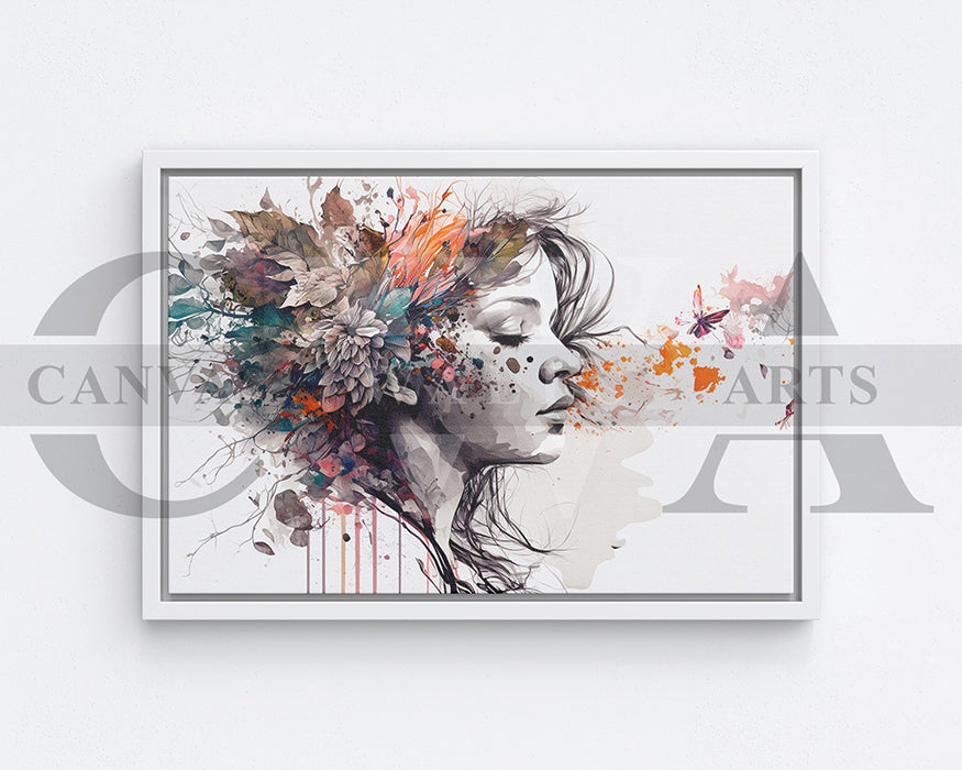 Woman Head Leaf Canvas Print