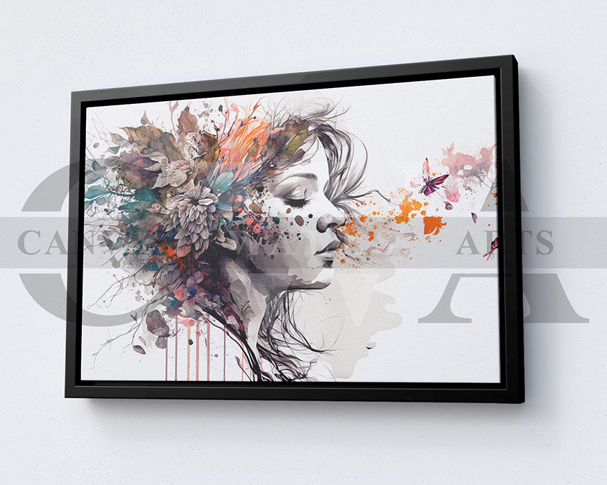 Woman Head Leaf Canvas Print