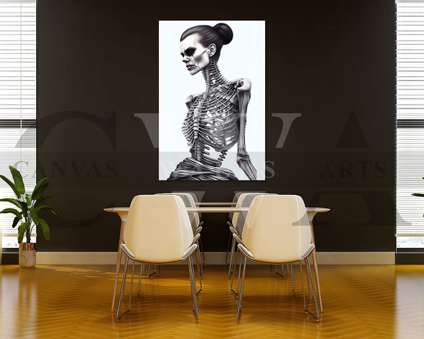 Woman Skeleton Canvas Wall Art