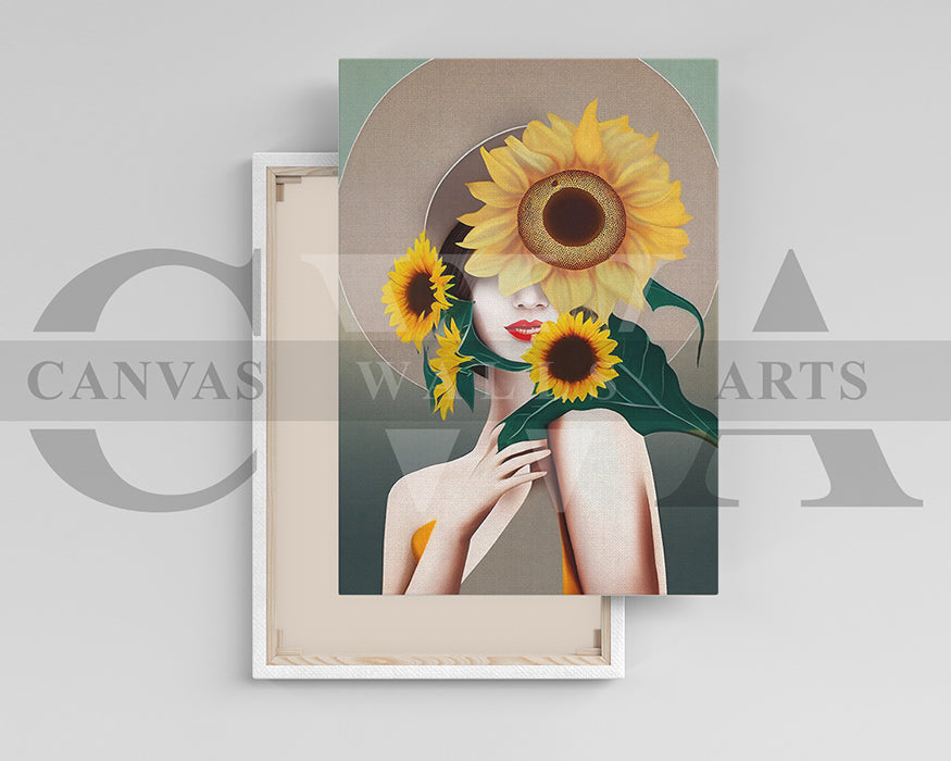 Woman Sunflower Canvas Wall Art