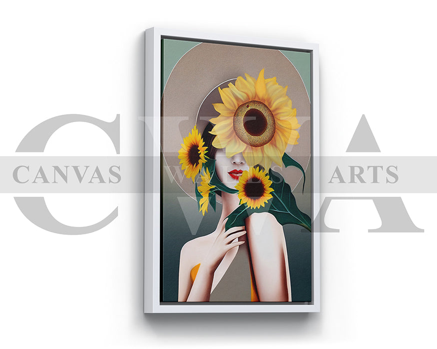 Woman Sunflower Canvas Wall Art