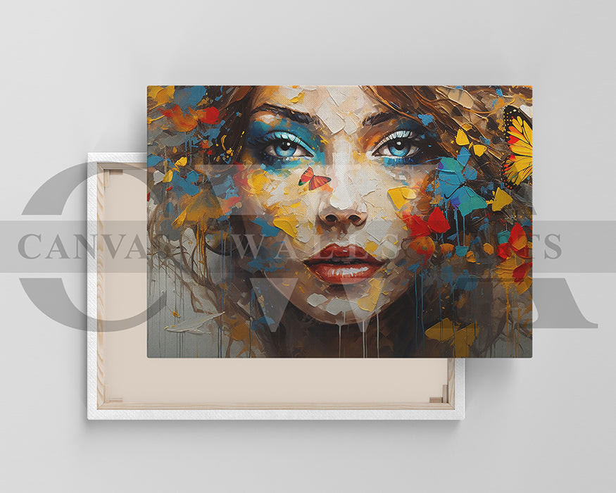Woman With Butterfly Painting Canvas Print