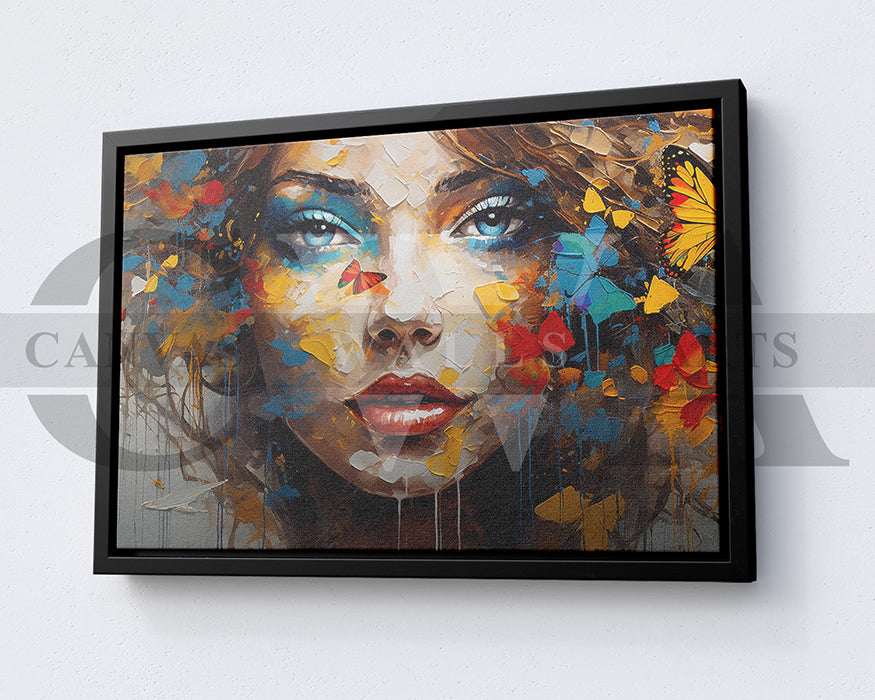 Woman With Butterfly Painting Canvas Print