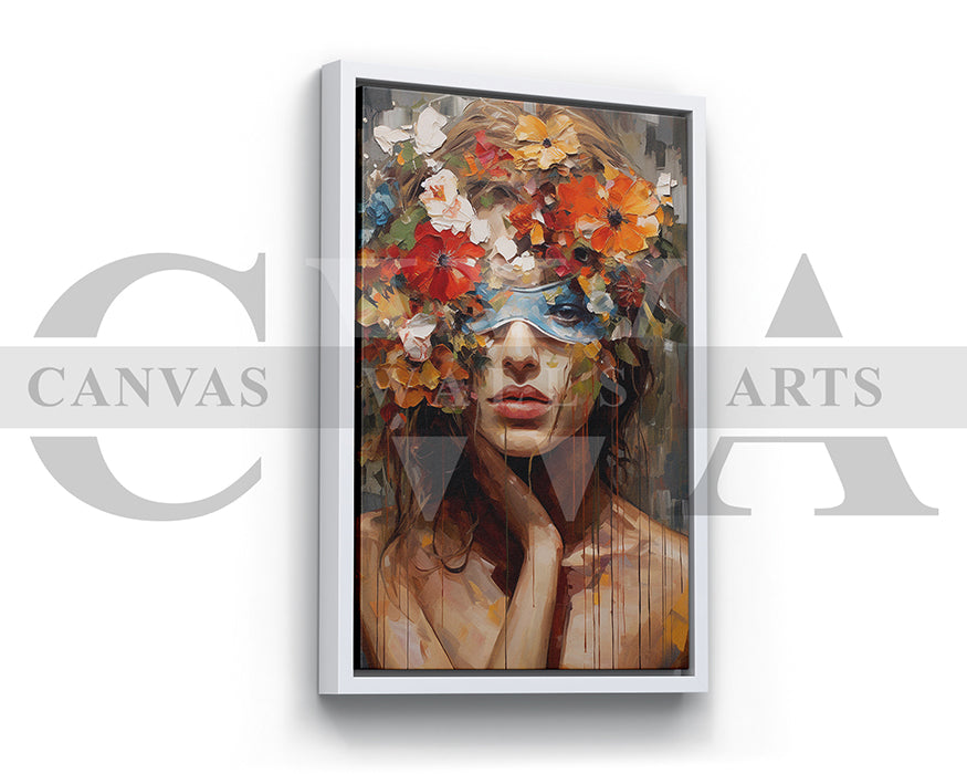 Woman With Butterfly Painting Canvas Prints