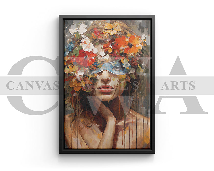 Woman With Butterfly Painting Canvas Prints